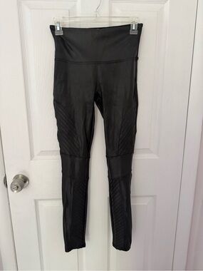 Spanx High-Waist Black Faux Leather Moto Leggings Size Medium